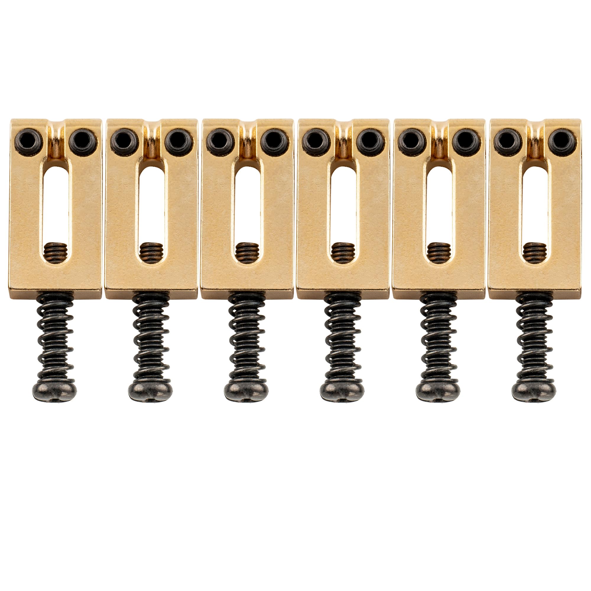 Musiclily Pro 10.5mm Stainless Steel Modern Guitar Tremolo Bridge Saddles for Fender Strat Stratocaster Tele Telecaster Electric Guitar, Gold (Set of 6)