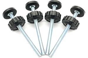 Vmaisi 4 Pack 8MM Baby Gate Threaded Spindle Rod, Replacement Hardware Parts Kit for Pet & Dog Pressure Mounted Safety Gates - Extra Long Wall Mounting Accessories Screws Rods Adapter Bolts Black