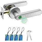 Evanshow Fingerprint Door Lock Biometric Door Knob with Keypad Keyless Entry, Door Locks for Bedrooms, Home Hotel Office Apartment Silver