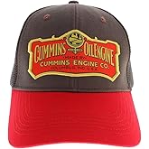 Cummins Hat Vintage Baseball Cap 1919 Logo Snapback Trucker Hats for Men Wome,Mesh Snapback Cap, Brown & Red