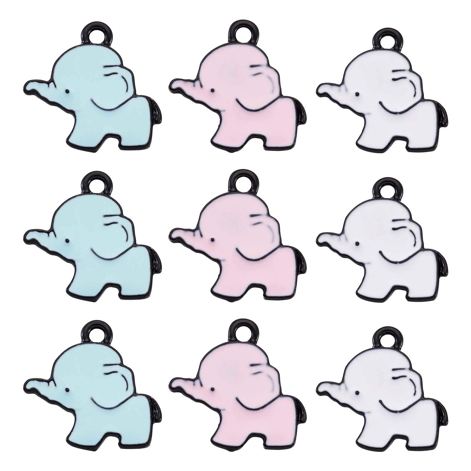 Craftdady 30pcs Enamel Baby Elephant Charms Cute Large Animal Charms for DIY Necklace Bracelet Earrings Jewelry Making Crafting Decoration