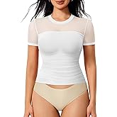 Nebility Womens Mesh Sheer Tops Short Sleeve Tee Crewneck Crop Top Going Out Date Outfits Fashion Clothes 2026