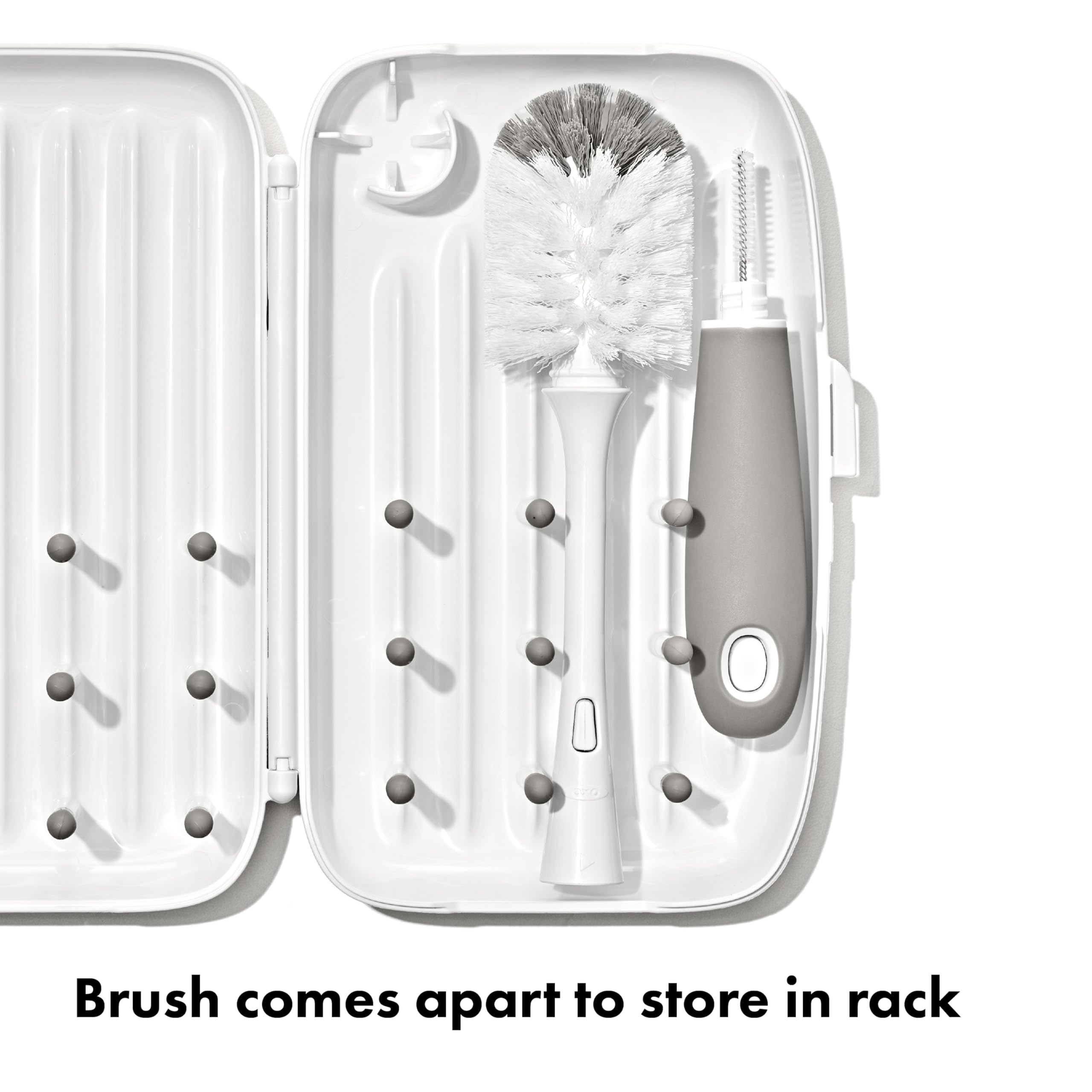 OXO Tot Travel Size Drying Rack with Bottle Brush- Gray