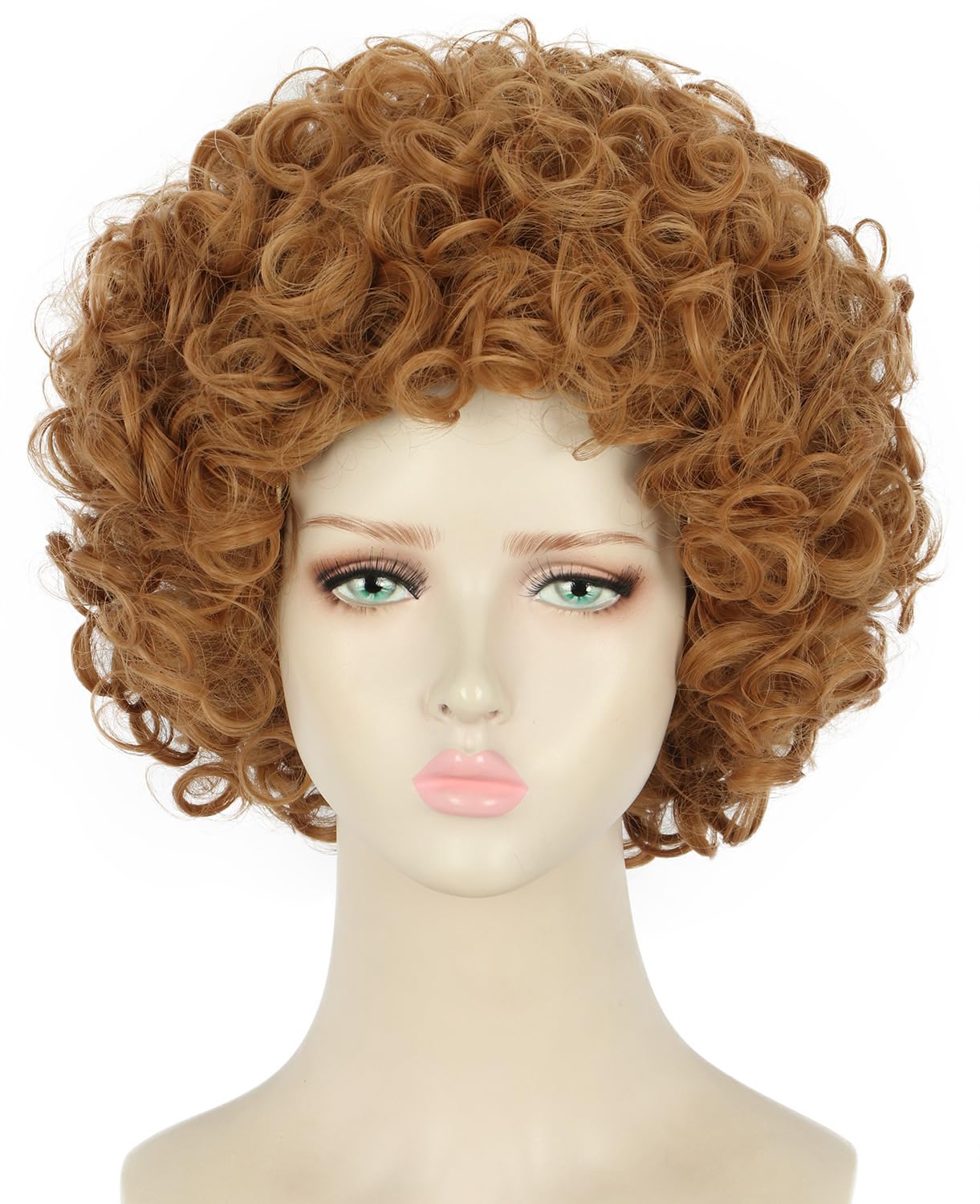 Yuehong Women Short Curly Light Brown Wig Anime Cosplay Costume Hair Heat Resistant Synthetic Fibers Soft Durable Breathable Wig