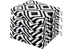 HARBOREST Outdoor Chair Cushions Set of 4, Water Resistant Patio Chair Cushions with Ties, Square Corner Outdoor Seat Cushions for Patio Furniture, 18.5"x16"x3", Black/White Diamond