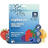Copina Co. Irish Sea Moss Powder Drink - Super Berry with Organic Blue Spirulina - 200mg Organic Sea Moss for Gut & Skin Health, Immunity - Natural Electrolytes I 16 Stick Packs