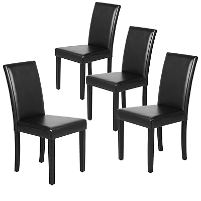 Yaheetech Dining Chairs Set of 4 with PU Cushion & Solid Wood Legs