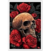 Vintage Skull Posters Gothic Wall Art Halloween Decor Gifts Prints Painting For Home Living Room Bedroom Wall Decor 12x16in Unframed
