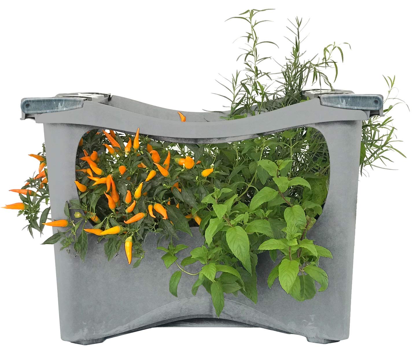 U-greeny Plant box raised bed; sustainable vegetable bed made from 100% recycled material; cultivation pot plant shelf for balcony, garden and terrace, integrated water drainage system, weatherproof, stone look.