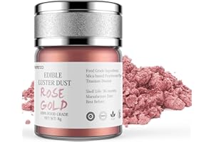 Nomeca Edible Luster Dust, 8 Grams Food Grade Shimmer Gold Cake Dust Metallic Food Coloring Powder for Cake Decorating, Baking, Fondant, Gumpaste, Chocolate, Candy, Drinks, Cookies - Rose Gold