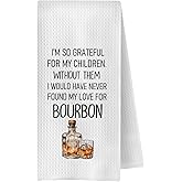 ChenCraty Funny Bourbon Kitchen Towels, Gifts for Bourbon Lovers Dish Tea Bar Towels for Home Kitchen Bar Cart, Alcohol Gifts for Women Men Decorative Hand Towels, 16x24 Inches