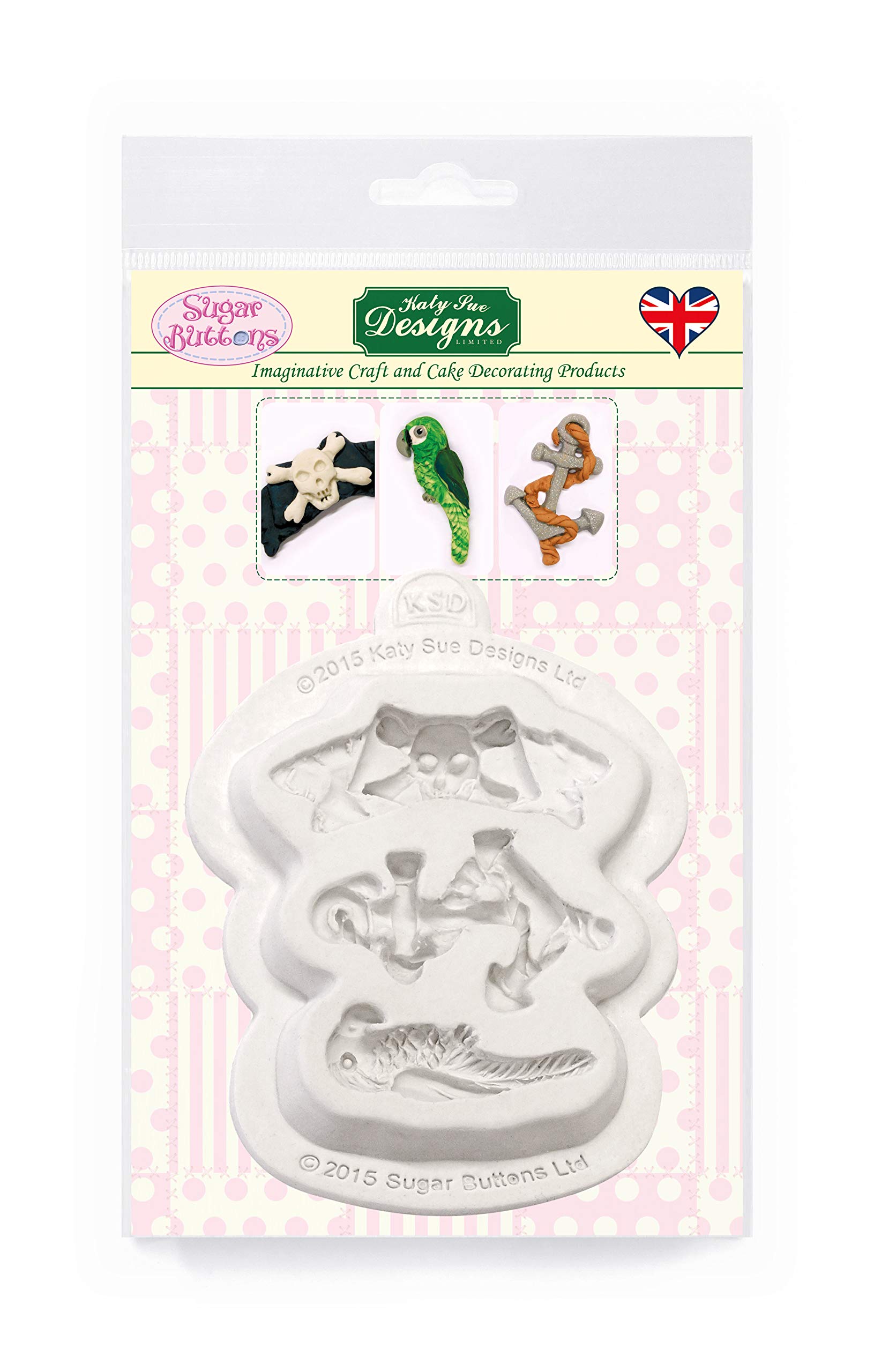 Pirate Accessories Silicone Mould for Cake Decorating, Crafts, Cupcakes, Sugarcraft, Candies, Chocolate, Card Making and Clay, Food Safe Approved, Made in The UK