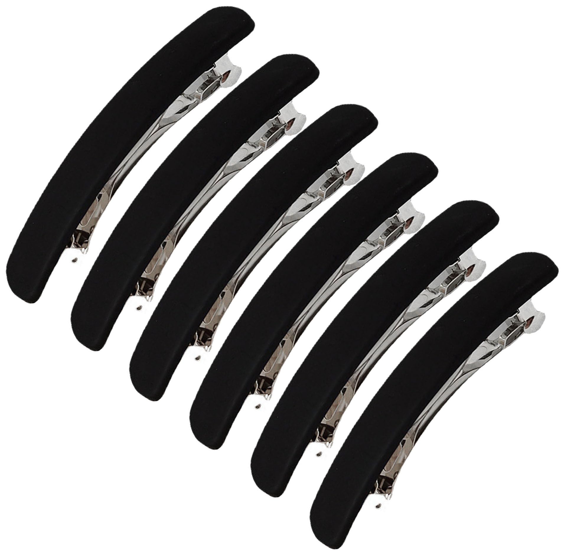 Photo 1 of 1/4 Inches Skinny Handmade Tortoise Shell Hair Barrettes for Thick Hair Acrylic French Barrettes Chic Hair Clips for Styling Long Hair,6pcs (Black)