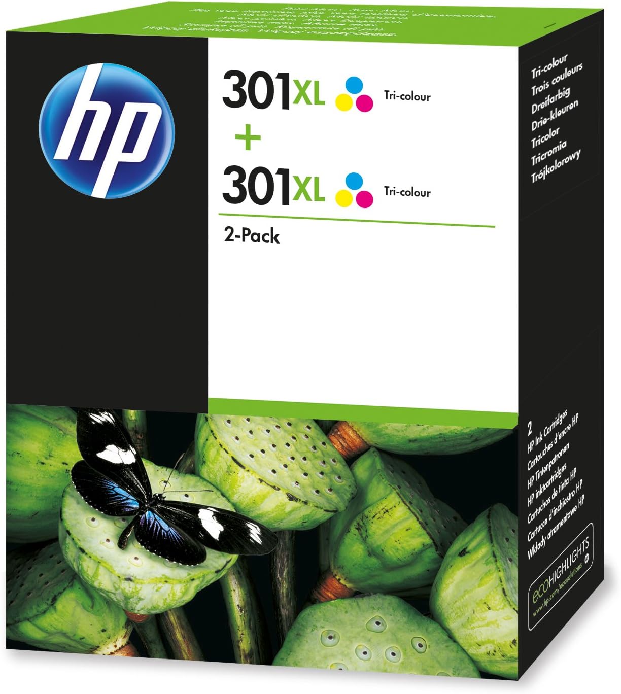 HP D8J46AE) 301XL High Yield Original Ink Cartridges, Tri-Colour, Multipack, Multipack (High Yield)