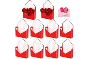 10 PCS Florist Bouquet Envelope Boxes, Valentine Envelope Gift Box with Cards for Florist Wedding Party Birthdays Valentine's