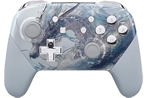 eXtremeRate Faceplate Backplate Handles for Nintendo Switch Pro Controller, Crystal Dragon Replacement Hand Grip Housing Shel