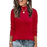 LOMON Mock Neck Tops for Women Long Sleeve Dressy Casual Lightweight Basic Knitted Pullover Sweater S-XL