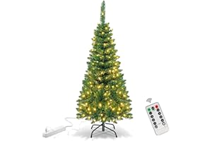 GAMEXCEL 4.5 Ft Small Christmas Tree - 120 LED Lights - 350 Branch Tips Artificial Christmas Tree with Remote Timer - 8 Lighting Modes Xmas Tree for Kids Room Decorations