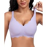DOCUMO Bras for Women Scalloped No Underwire Wireless Seamless Bra with Lift and Support Soft Bralettes with Bra Extender