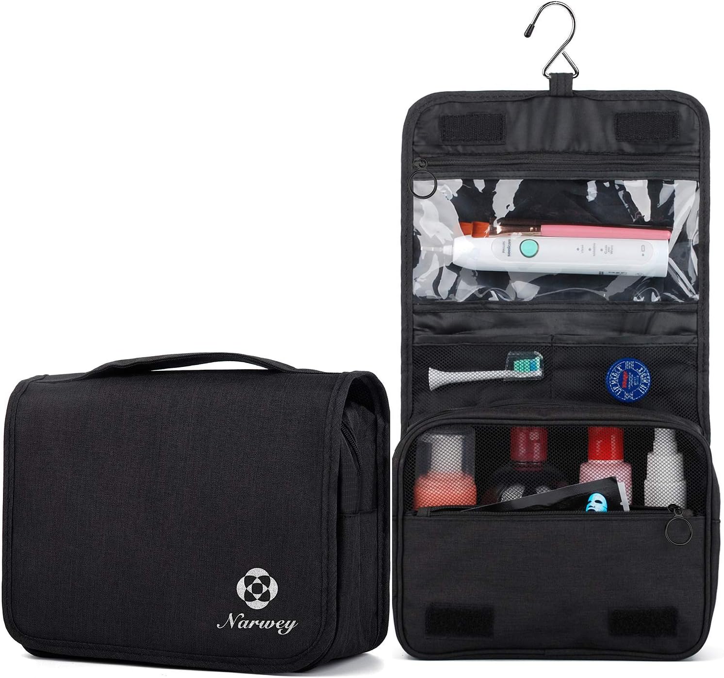 Hanging Travel Toiletry Bag Cosmetic Make up Organizer for Women and Girls Waterproof (A-Flamingo)