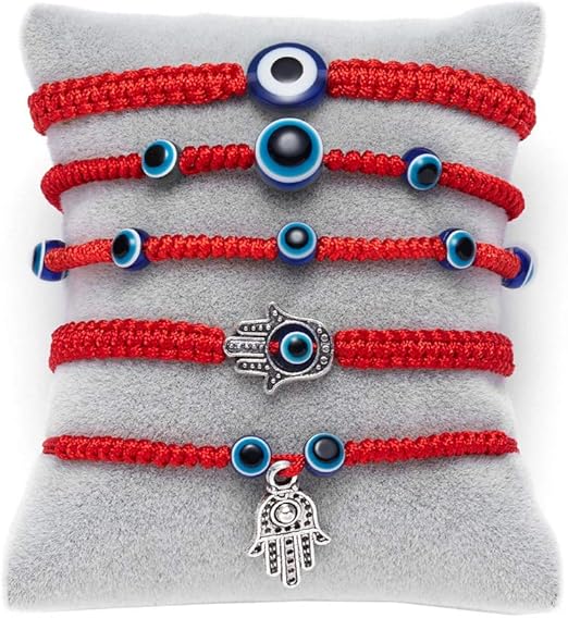 Evil Eye Bracelet Adjustable, 5 Pcs Evil Eye Red Rope Bracelet Adjustable, Evil Eye Red Rope