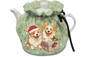 Eheartsgir Christmas Corgi Dog Tea Pot Cozies Scratches-Proof Fabric Insulated Teapot Cover Thermal Insulation & Heat Preservation Teapot Dust Cover Tea Cosy Home Decor