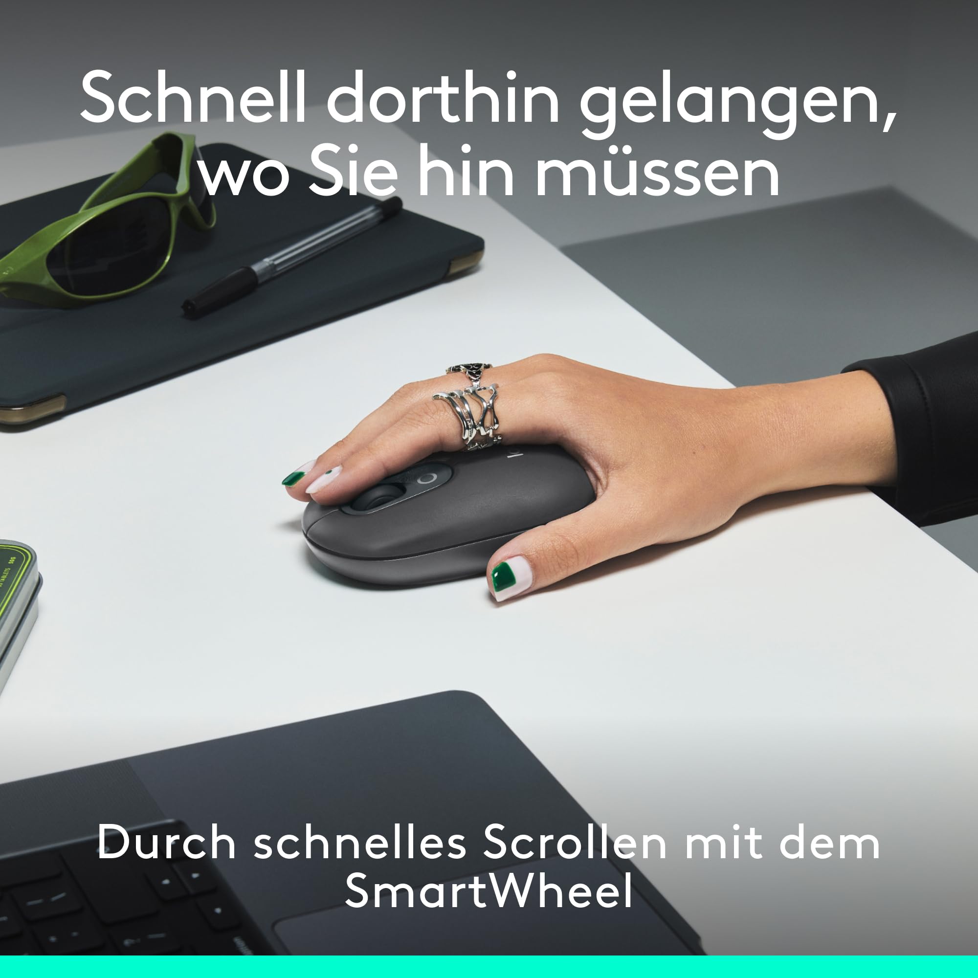 Logitech POP ICON Combo, Bluetooth-Tastatur-Maus-Set, Komfortables Tippen, programmierbare Tasten, leise Klicks, Easy-Switch für bis zu 3 Geräte, QWERTZ DEU – Grafit 5