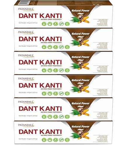 Lot De 5 Dentifrices Patanjali Dant Kanti 200 G - Naturel & Ayurvédique - Valable Jusqu'en 2028