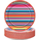 48PCS Fiesta Party Paper Plates Mexican Serape Fiesta Party Decorations Taco Plates Disposable Day of The Dead Supplies 7
