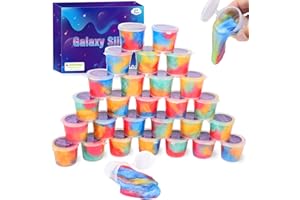 D'ALBA Slime Kit, 28 Pack Galaxy Slime Bulk, Party Favor for Kids, Non Sticky, Stress Relief, Super Soft Putty Slime Toy for Girls & Boys, Birthday Gift, Christmas Stuffer