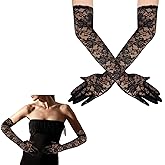 Uintoon Lace Gloves Women Elbow Length Tea Party Opera Princess Lace Gloves for Women Girls