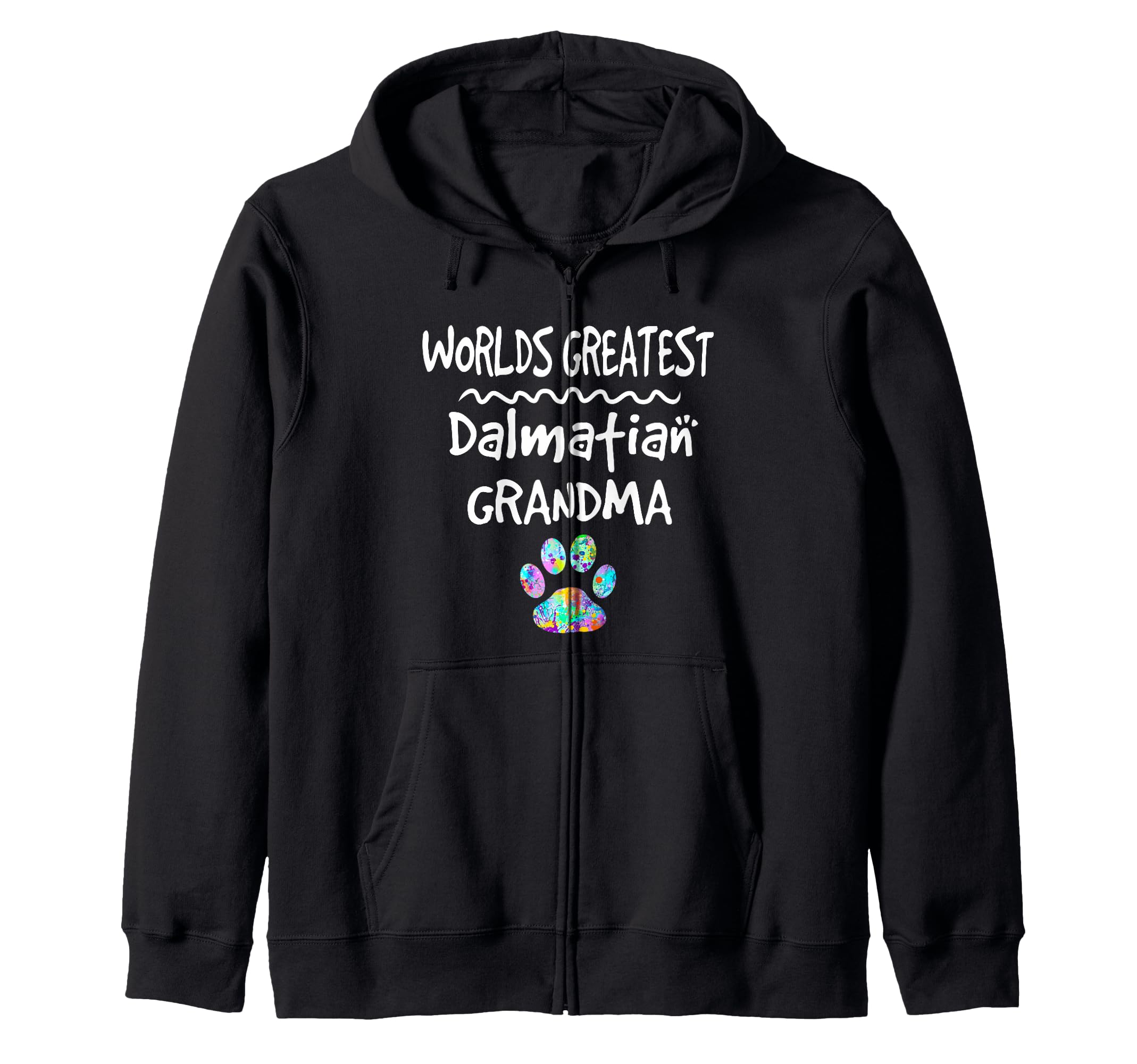 Worlds Greatest Dalmatian Grandma Cute Dog Paw Print Pet Zip Hoodie