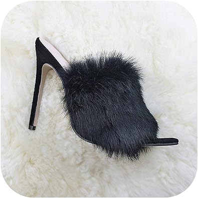 heels with fur on toe