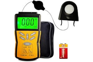 BTMETER Digital Illuminance Light Meter BT-881C,Lumen/FC Photometer,Luxmeter Sensor Measure 0.1~200000 Lux (0.01~20000FC) Lights,Bright Tester for Photography, Plant, Foot Candle