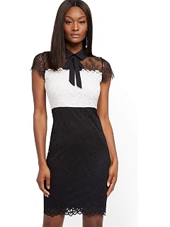 New York And Co Womens Black Lace Illusion Sheath Dress | Desertcart Brunei