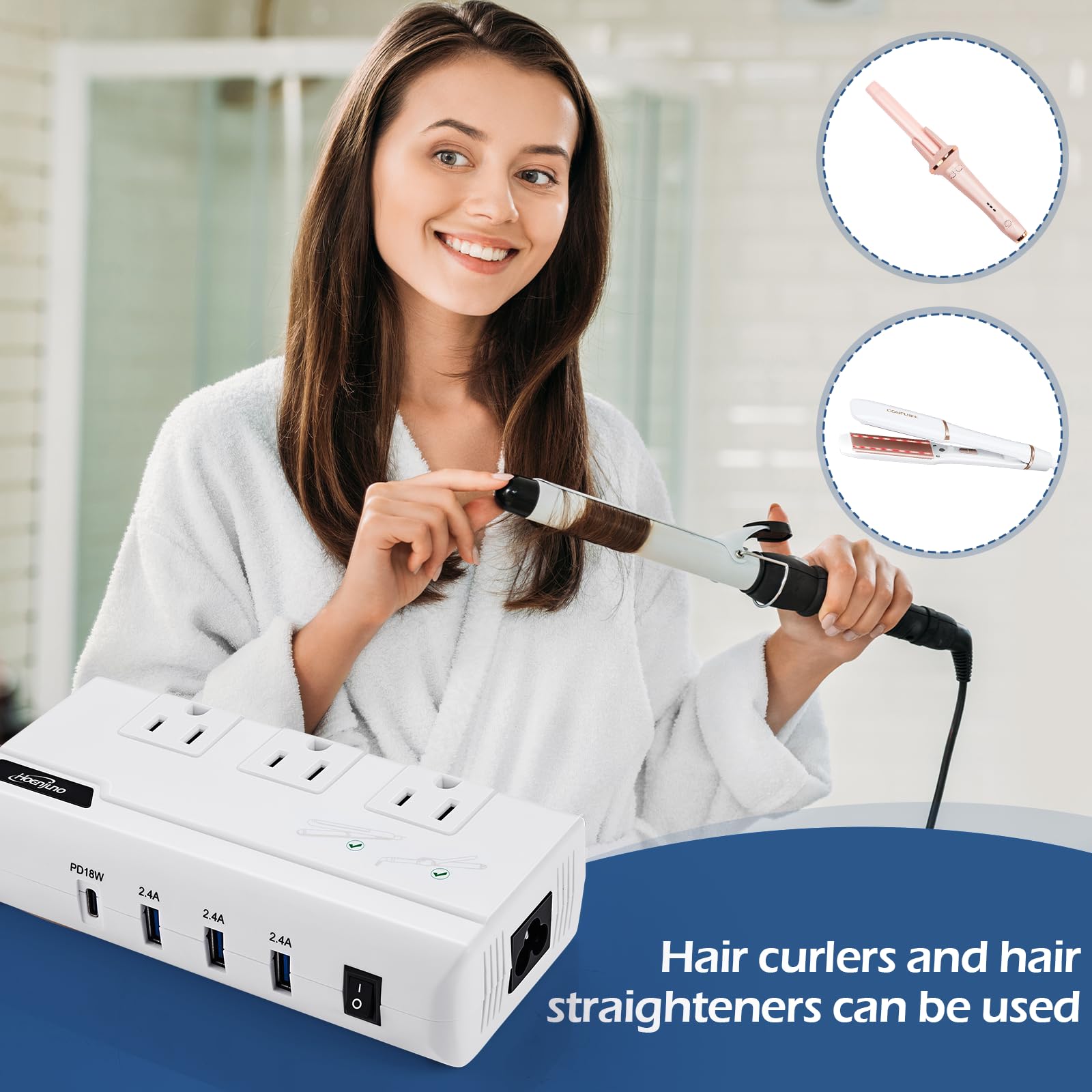 230W Voltage Converter 220V to 110V for Hair Straightener/Curling Iron, Travel Plug Adapter for EU/UK/AU/US/in/IT Power Converter Adapter Combo