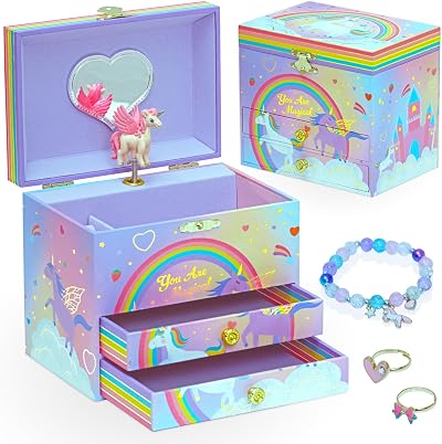 Style Girlz Unicorn Musical Jewellery Box with 2 Drawers & Bracelet