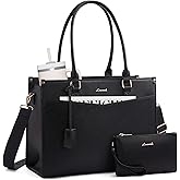 LOVEVOOK Laptop Bag for Women, 2-in-1 Tote Purse with Clutch & Cup Holder, Waterproof Briefcase for Work Travel