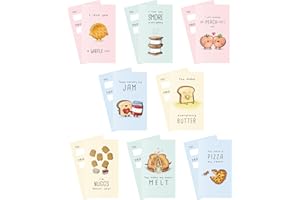ALY LOU Classroom Valentine’s Day Cards, Mini Exchange Cards for Kids, Party Favors, Cute Small Cards For Friends,Galentines,Girlfriends,Pack of 24 Cards (Punny Food Mini Cards,24 Cards)