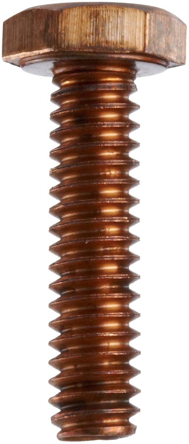 External Hex Drive Bronze Hex Bolt 3/4 Length Plain Finish Fully