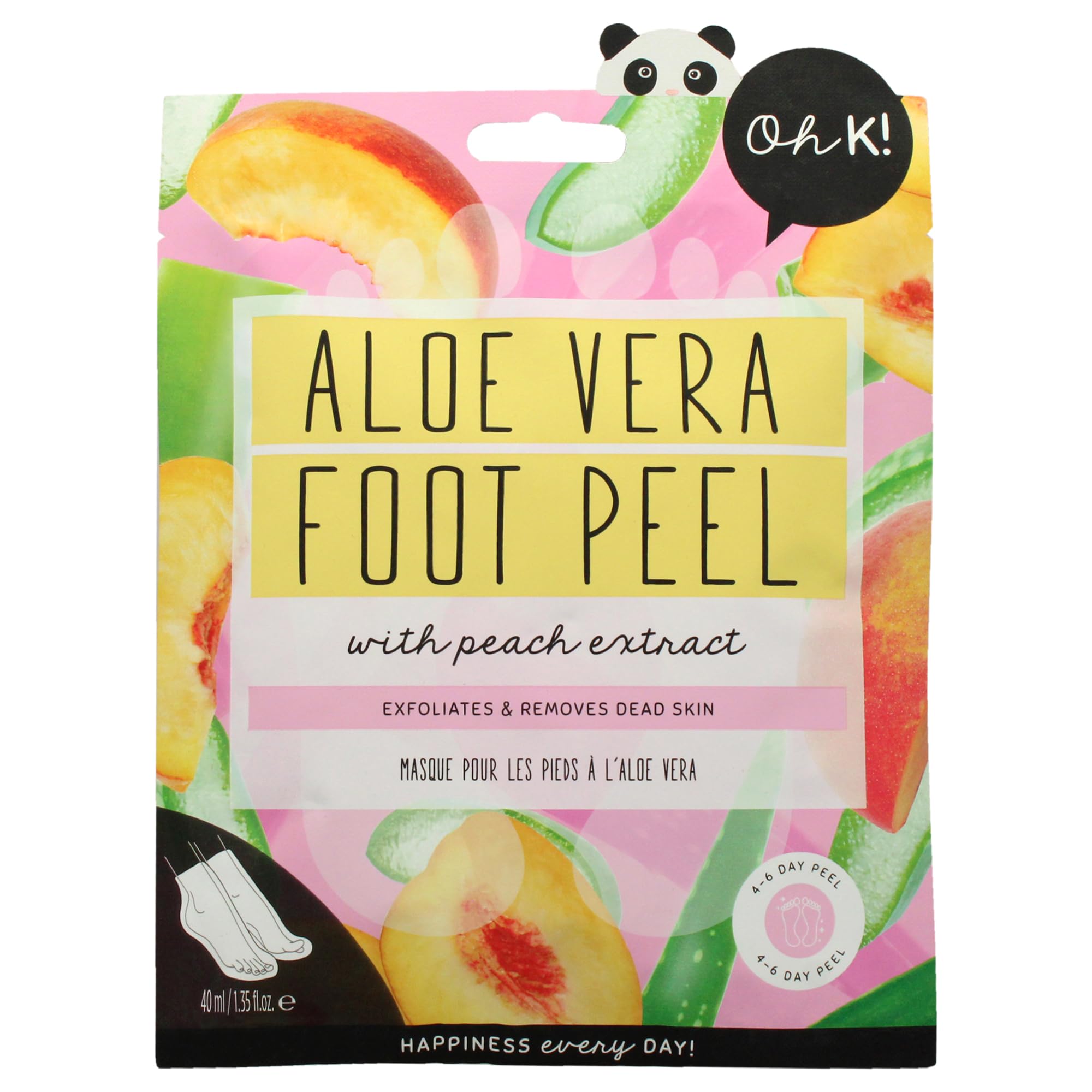 Oh K! Aloe Vera Foot Socks, For Dry Hard Skin, Aloe Vera Scent, Vegan and Cruelty Free, 65g