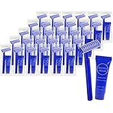 Disposable Razor Shaving Cream Set, Individually Wrapped Manual Twin Blade Shaving Razors in Bulk with Mini Smooth Shaving Cream Toiletries for Hotel Charity Camping Travel Homeless 0.34oz (30 Pack)