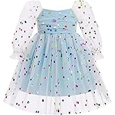 IMEKIS Toddler Girl Birthday Dress Floral Confetti Tulle Formal Wedding Party Long Sleeve Dress Cake Smash Photo Shoot