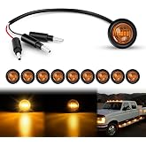 Nilight 3/4" Round Marker Light Bullet Turn Signals Lights w/3 Connectors | 10PCS Amber LED Side Indicator Clearance Lamp IP68 Waterproof For Trailer Truck Camper Van Boat Bus Accessories