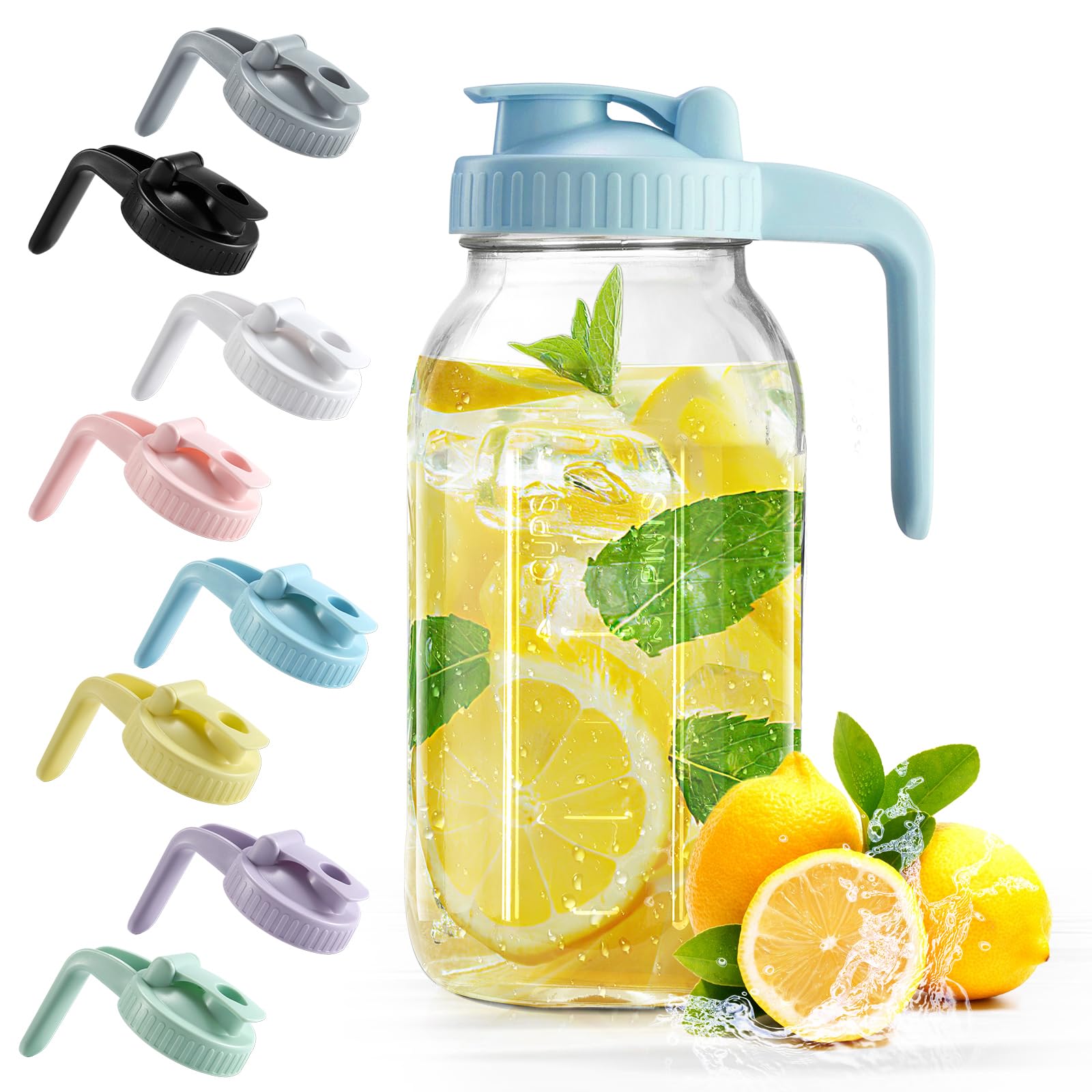 Mason Jar with Pour Spout Lid V-shaped, 2 Quart