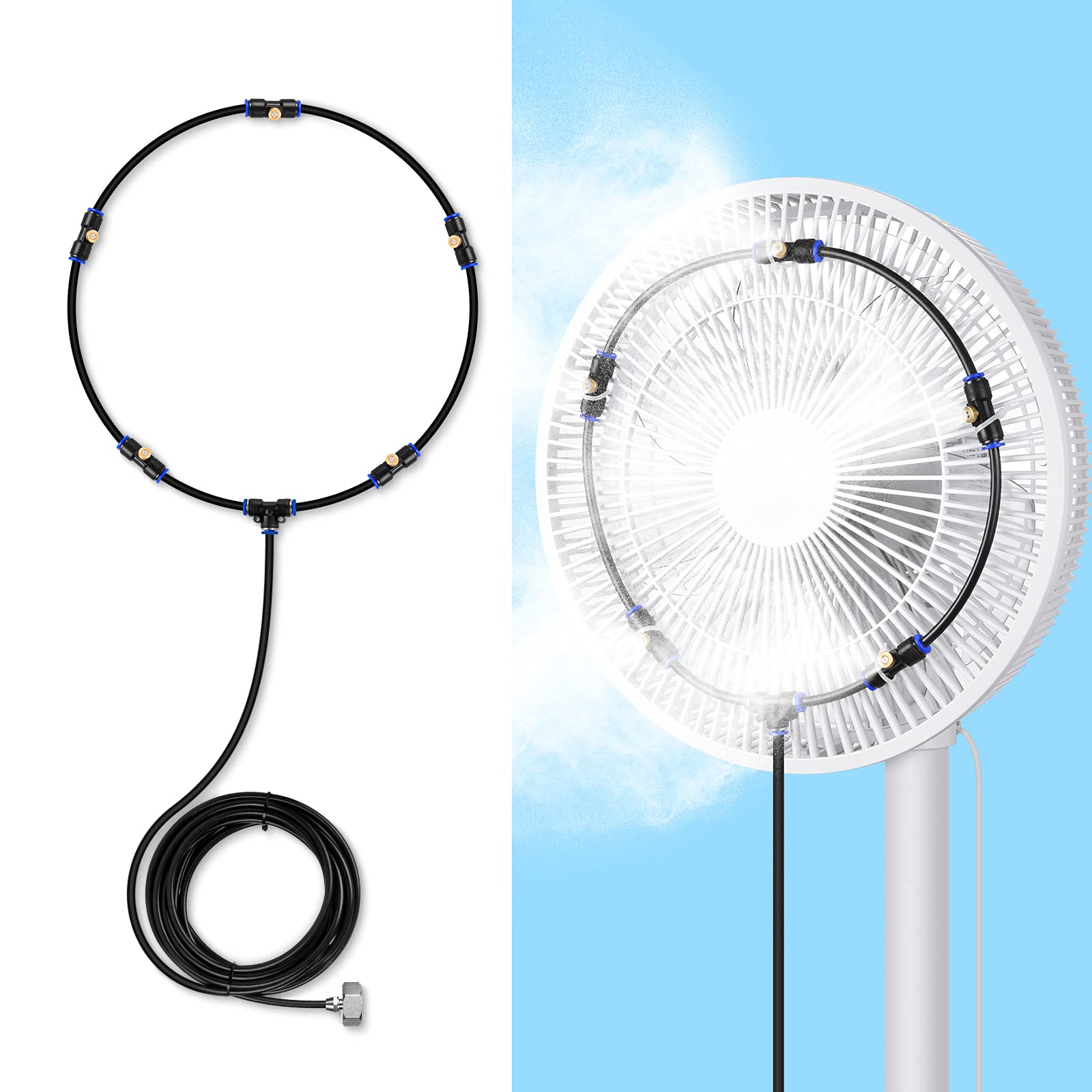Photo 1 of lifeegrn Misting Cooling System: Outdoor Mister System for Patio, 20 FT Misting Line+5 Mist Nozzles+3/4" Brass Adapter Garden Trampoline Greenhouse