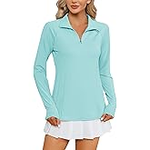 LOMON Women Long Sleeve Shirts Sun Protection 1/4 Zip Summer Quick Dry Hiking Shirts Quarter Zip Pullover for Women