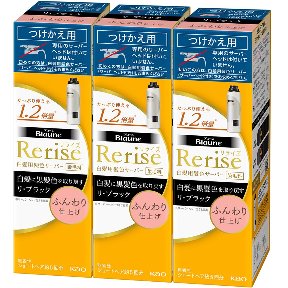 ブローネ　ナチュリラ 【3点セット】白髪用髪色サーバー リ・ブラック (自然な黒さ) ふんわり仕上げ 男女兼用 つけかえ用 190g×３個商品画像