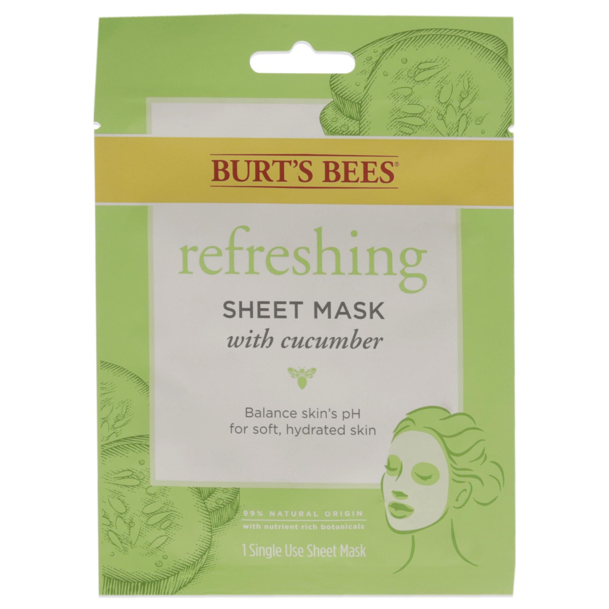 Refreshing Sheet Mask - Cucumber Burts Bees For Unisex 1 Pc Mask