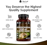 New Leaf Ashwagandha KSM-66 and Lions Mane 2000mg Capsules UK Made 120 view 4